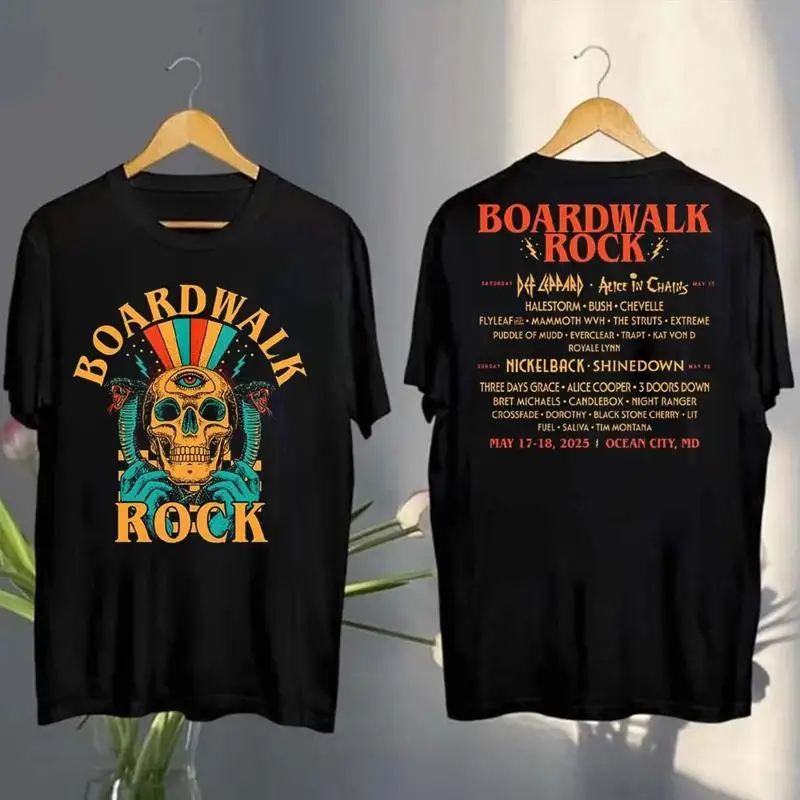Boardwalk Rock 2025 Ocean City Md On May 17 18 Skull Lineup T Shirt
