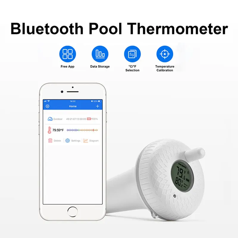 

INKBIRD IBS-P02B Floating Pool Thermometer Instant Read Bluetooth Thermometer for Swimming Pool, Fishpond, Aquarium, Hot Tub