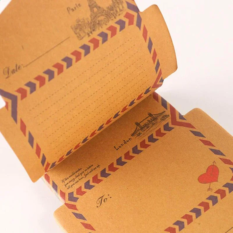 45 Sheets Envelopes Vintage Kraft Paper Memo Pads Kawaii Postcards Invitation Cards Cover Message Notes Paper Office Supplies