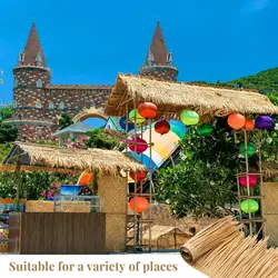 1M 2M Simulation Palm Thatch Roll Artificial Straw Fake Grass Waterproof PVC Mexican Tiki Huts Bar Straw Thatch Roof Decor Patio