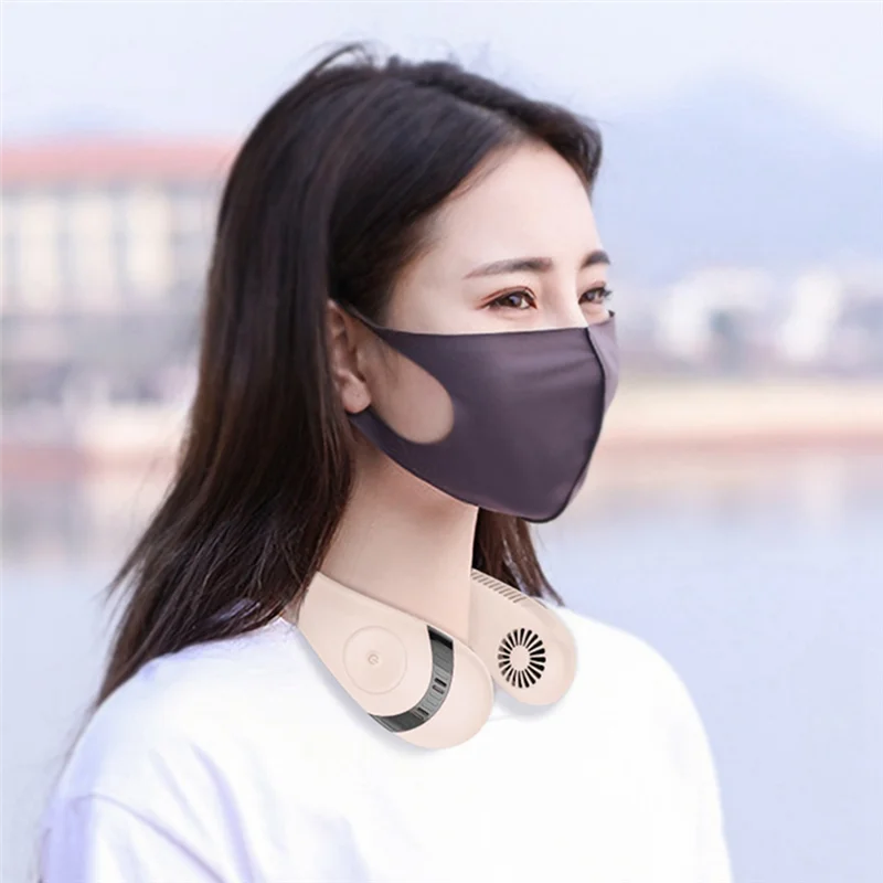 ABDJ-Nuovo 5000Mah Ventilatore da Collo Appeso Pigro Pieghevole Piccola Testa di Ricarica Portata Ventilatore Portatile da Collo Appeso