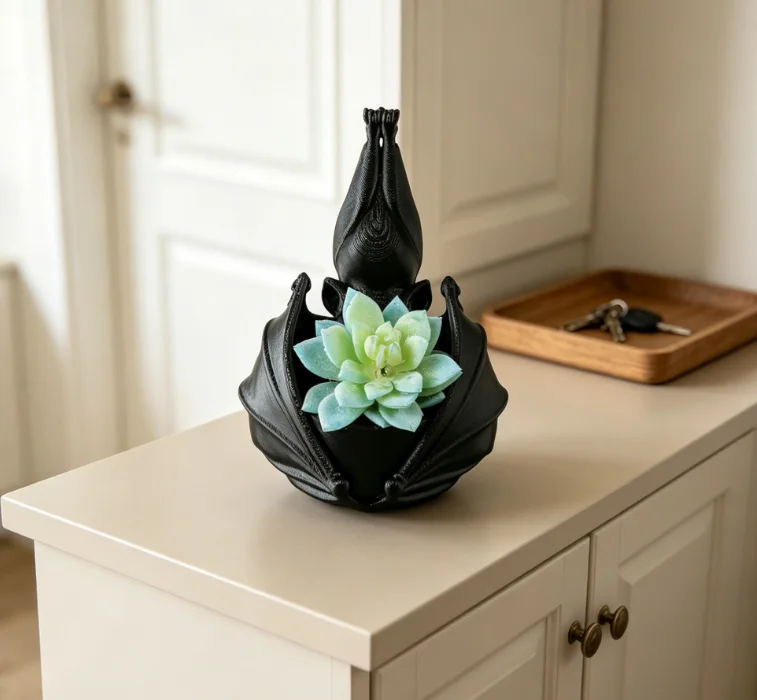 Cross‑border Black Bat Succulent Planter Gothic Flower Pot Halloween Desktop Decor Ornament