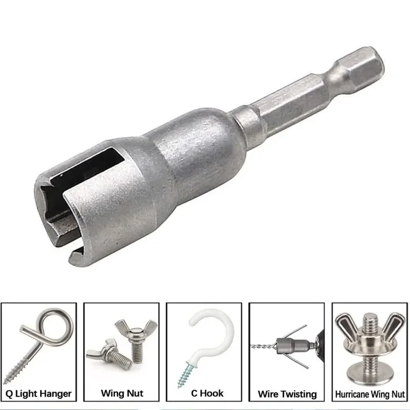 Natural Slotted Butterfly Hole Socket Wrench – Wing Nut Socket Tool with 65mm Hexagonal Handle for Electric Screwdriver