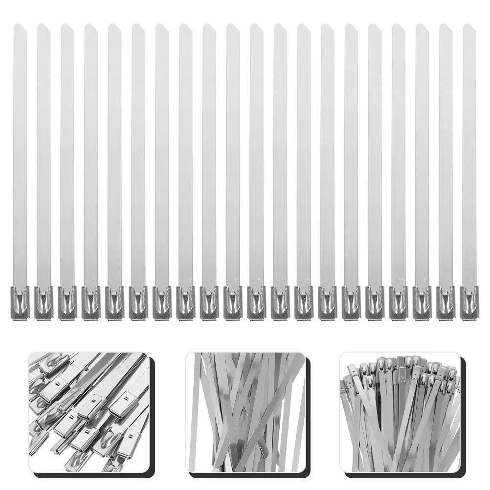 

100Pcs Stainless Steel Cable Ties Heavy Duty Reusable Metal Zip Ties for Home Office Garden Industrial Use Zip Tie
