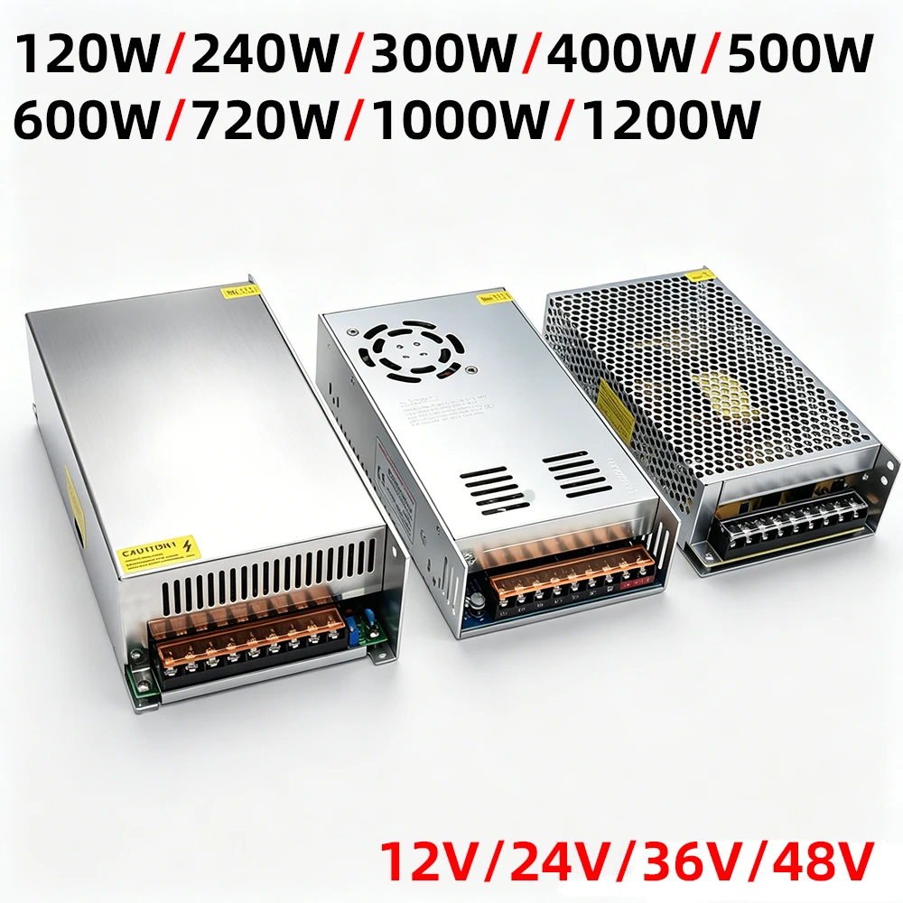 Fuente de Alimentación Conmutada de 12V 24V 36V 48V CC, 400W 500W 600W 720W 300W 240W, Transformador de Corriente Alterna a Corriente Continua, Adaptador de Corriente para LED