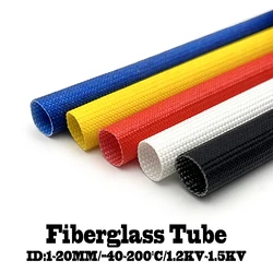 2/5/10M Fiberglass Tube ID 1 ~ 20mm Silicone Resin Braided Wire Sleeve Flame Resistant Fiber Glass Insulate Cable Pipe Protect