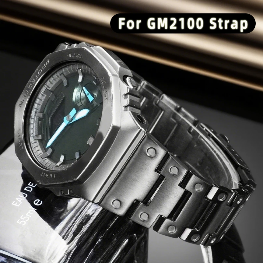 카시오 G-SHOCK GM-2100 농가 오크 시리즈 시계 체인 수정 된 솔리드 스테인레스 스틸 시계 스트랩 16mm 실버 골드 팔찌