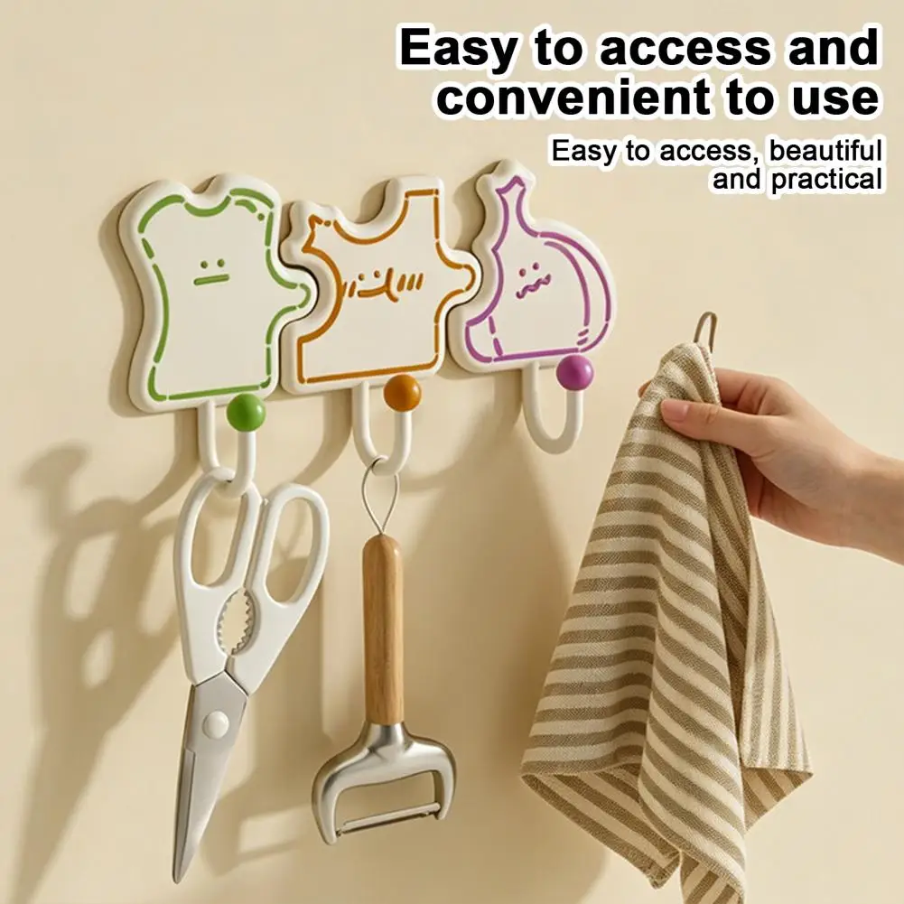 Decorative Hooks for Hanging Spatulas Cartoon Puzzle Key Hook Organizer Heavy Duty Traceless Wall Hanger for Kitchen for Rental