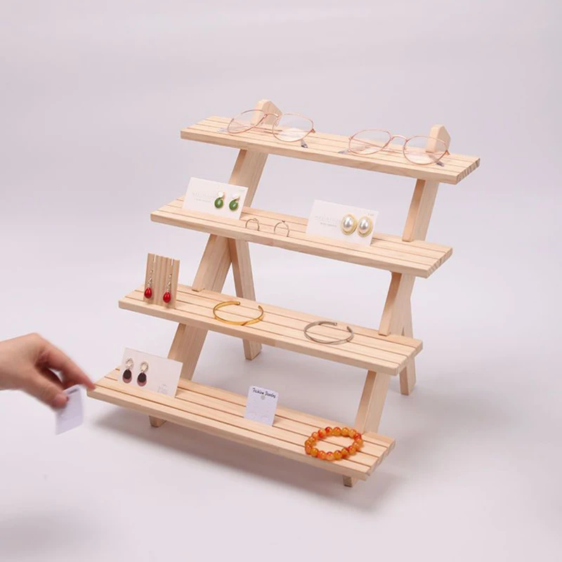 Multi-tiered Display Rack Log Ring Earring Stud Display Rack Removable Earring Card Jewelry Rack Doll Hand Showing