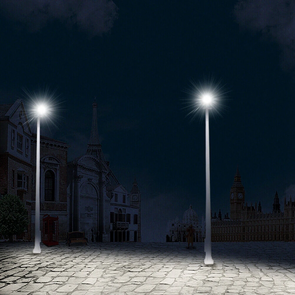 5/10pcs modelo ferroviário escala HO Plaza poste de luz 10cm 1:87 playground luzes de rua