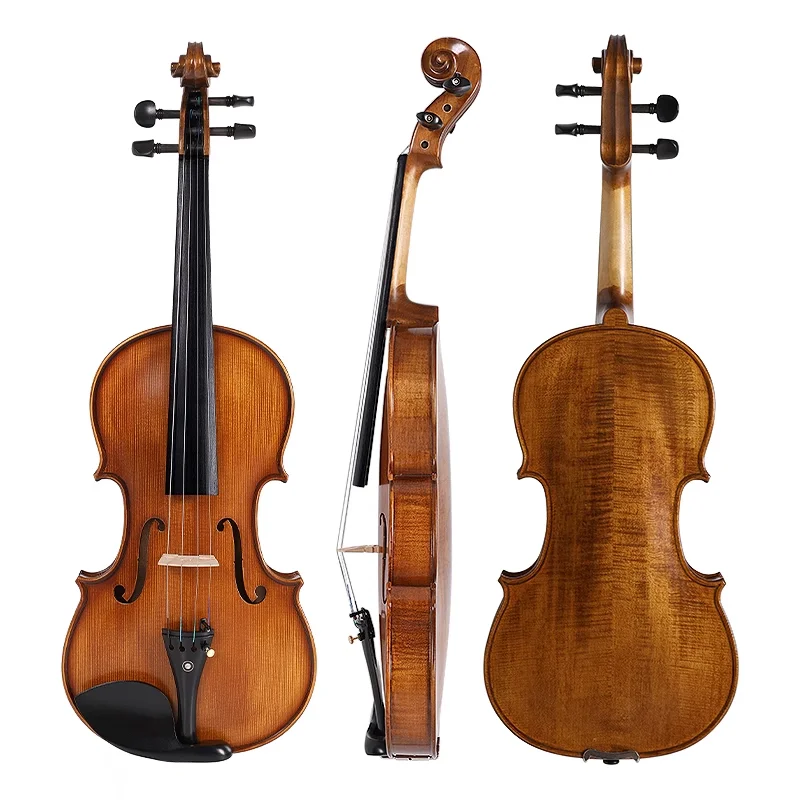 

Tongling Factory Wholesale Solid Spruce Natural Flame Violins For Sale