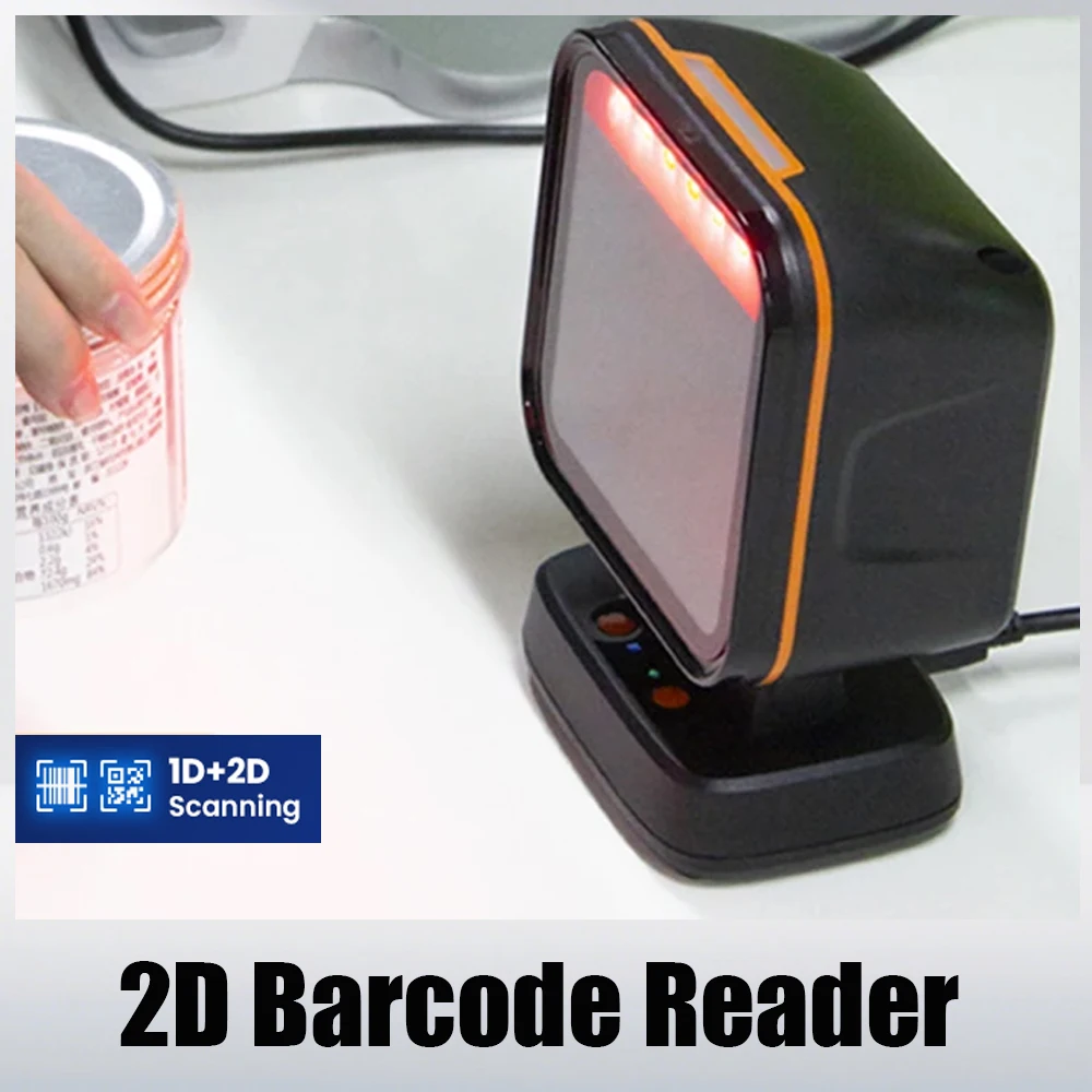 

2D-сканер штрих-кода Гобальная экспозиция Настольный плоский высокопроизводительный сканирующий платформу громкой связи 1D 2D считыватель QR-кода для розничной оплаты