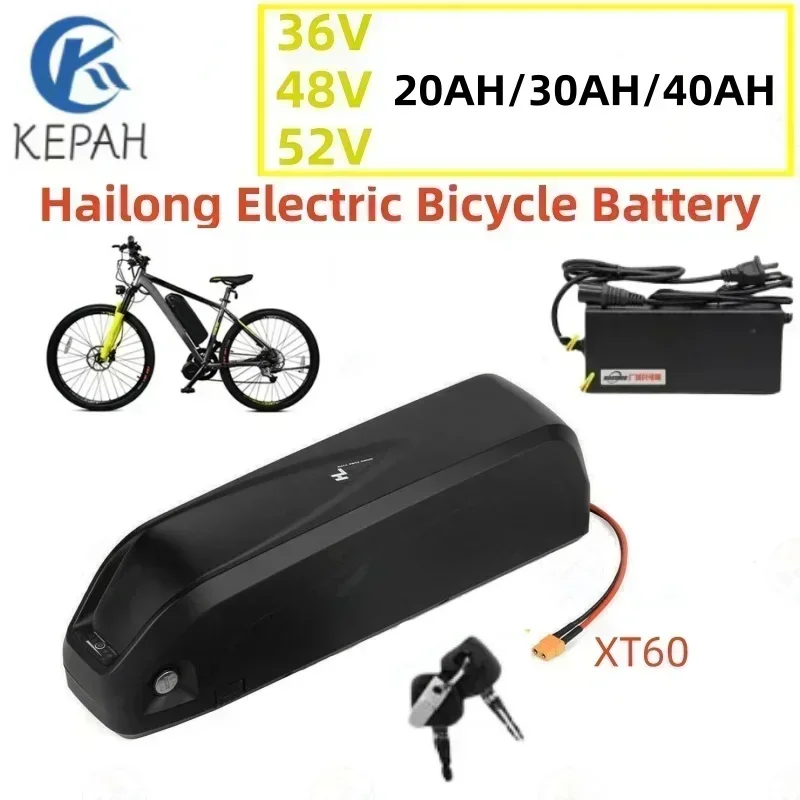 for Hailong bicycles 36V 48V 52V 20-40Ah, 18650 Hailong battery, BMS， Suitable for 350W 500W 750W 1000W and gift chargers,