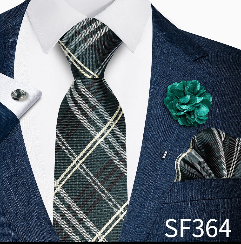 Großhandel Mode 8 cm Krawatte Taschentuch Manschettenknopf Pin Set Männer Krawatte Lila Paisley Anzug Zubehör Fit Hochzeit Geburtstag Geschenk – Detail 16
