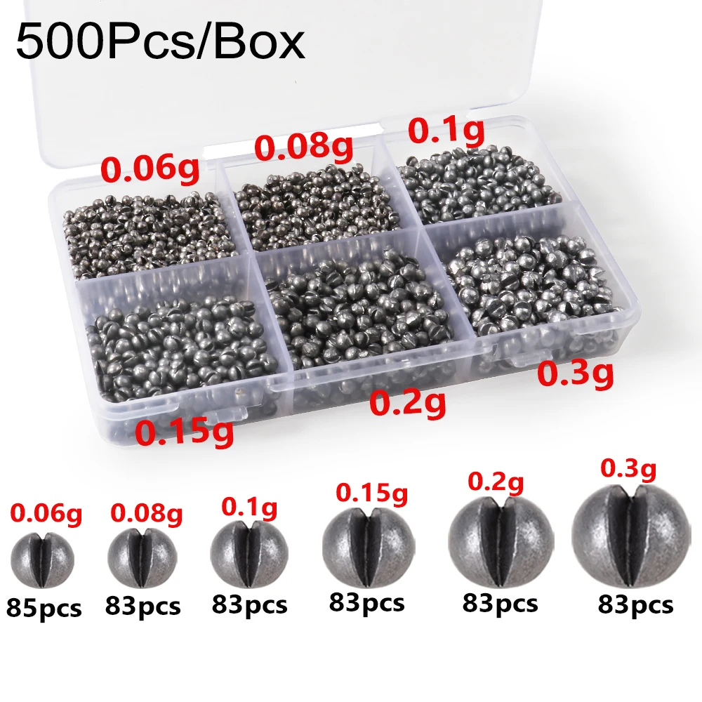 100-500 Stuks Split Shot Legering Visgewichten 0.06g-5g Verwijderbare Clip Op Sinkers Draagbare Doos Zoetwater Zoutwater Visgerei