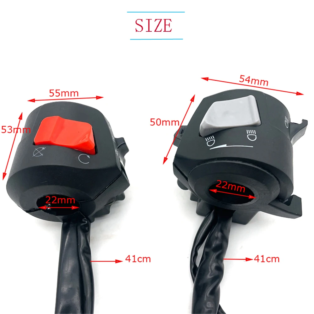 22mm Universal Motorcycle Handle Bar Left/Right Switches Horn Turn Signal Headlight Electric Start Handlebar Controller Switch