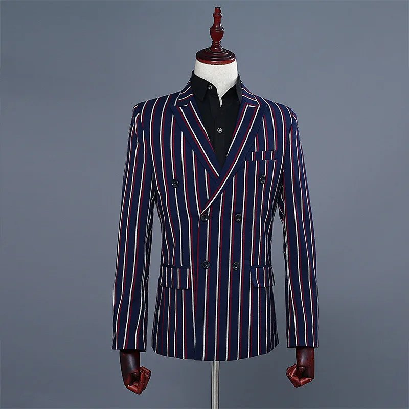 Veste de costume à rayures pour hommes, coupe couvertes décontractée, tempérament, meilleur design, printemps et automne, nouveau, 2024, H126