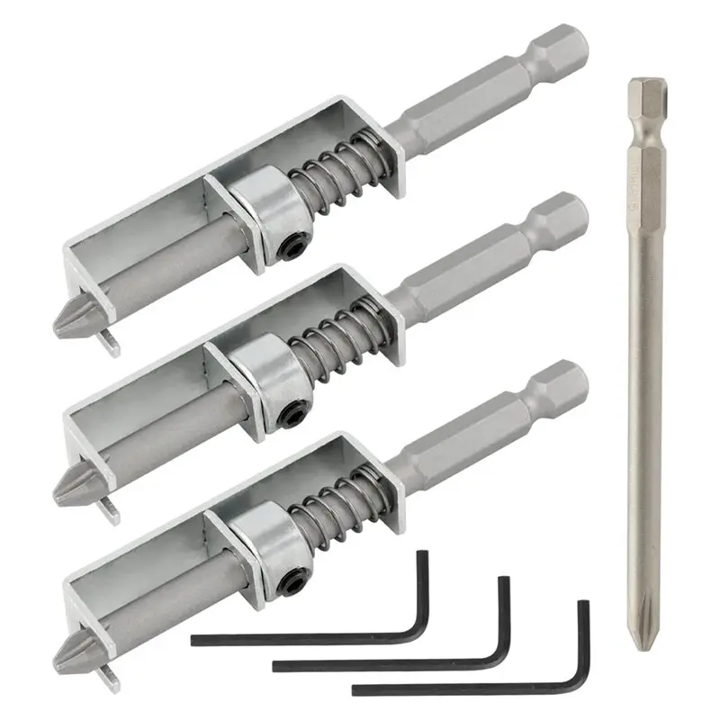 AB41-Screwdriver Bit Holder, Spring Loaded 3 Pcs Single-Hand Operation Anti-Drop Bit For Mechanics
