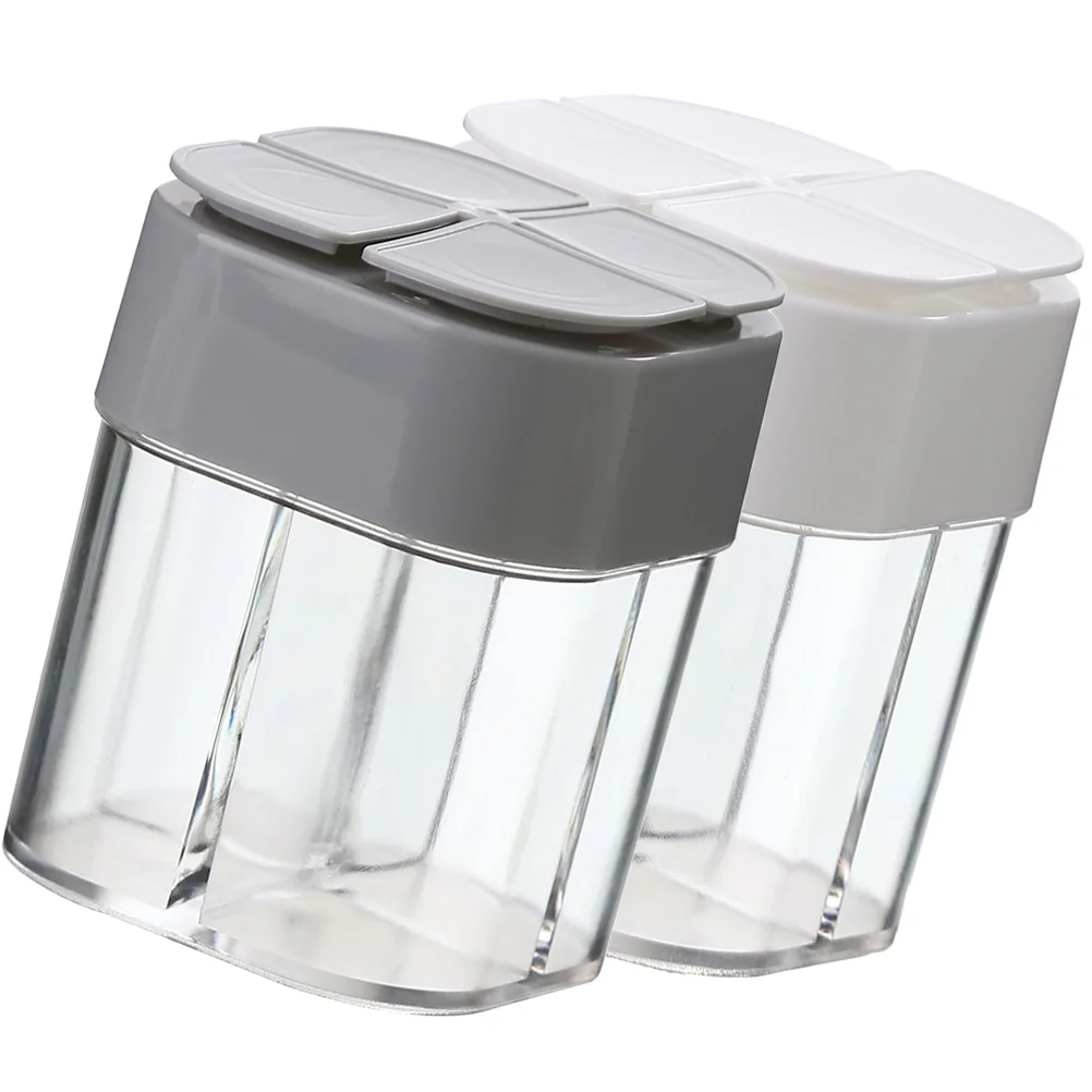 Container with Lid Barbecue Seasoning Jar Air Conditioner 4 Grids Empty Spice Dispenser Travel Pepper Salt Shaker