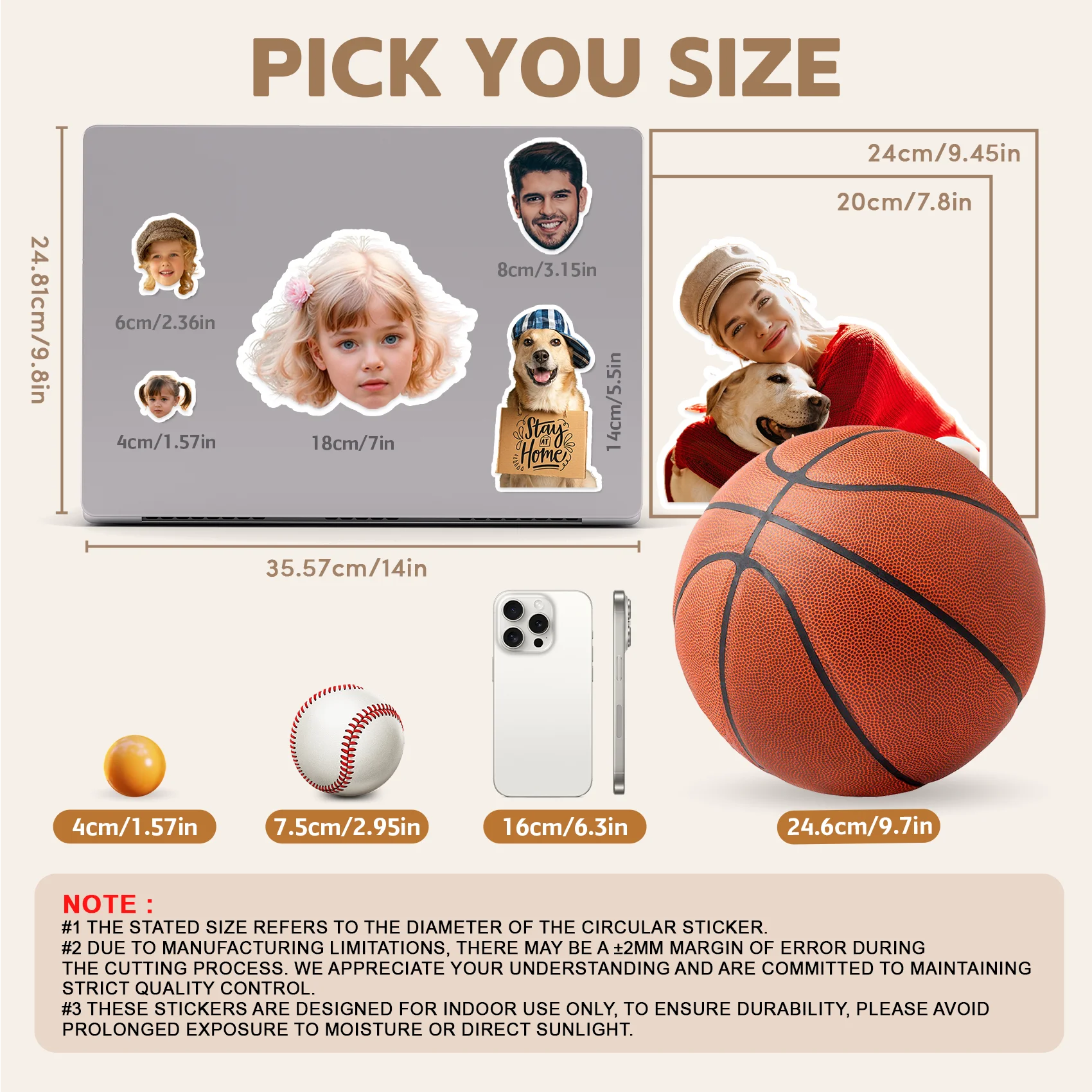 Custom Stickers PVC Waterproof Die Cut Vinyl Face Labels Round Personalized Sticker for Laptop Birthday Party Wedding Business