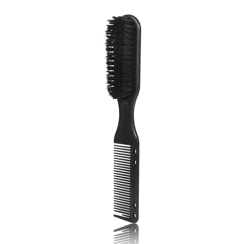 Double-sided Comb Brush Black Small Beard Styling Brush Professional Shave Beard Brush Barber Vintage Carving Cleaning Brush