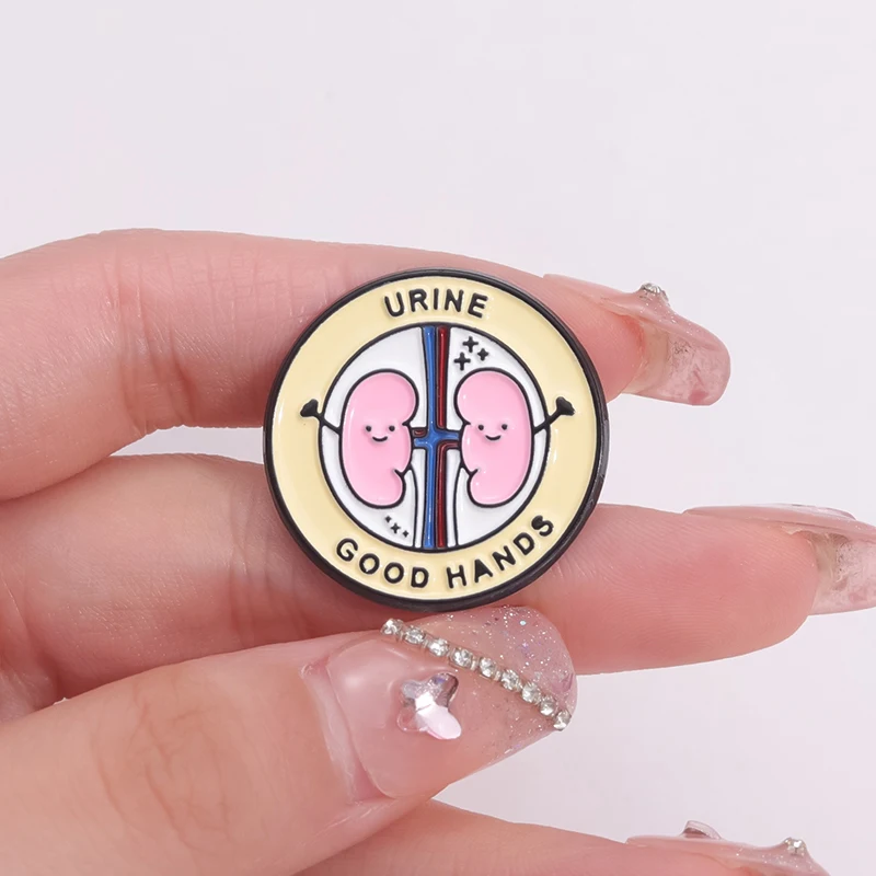 New Medical Enamel Pin Cartoon Cute Kidney Pin Funny Urine Good Hands Brooch Urology Badge Badge Doctor Nurse Gift Accessories