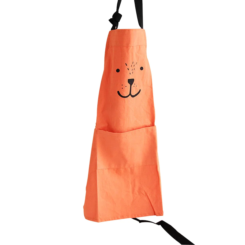 

Adjustable Orange Chef Kitchen Apron Size S Cooking Baking Barbecue Long Tie Straps Pocket Reusable Home Use Apron