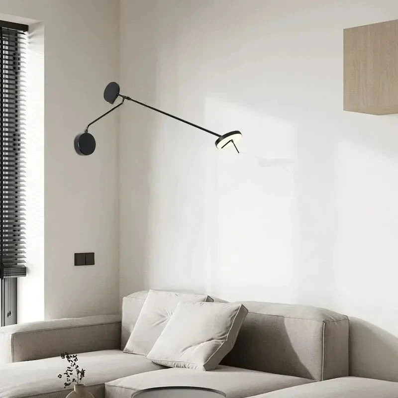 Designer Black Wall Lamp For Bedroom Study Room With Adjustable Swing Arm Sconce Creative Long Pole Flexible Light