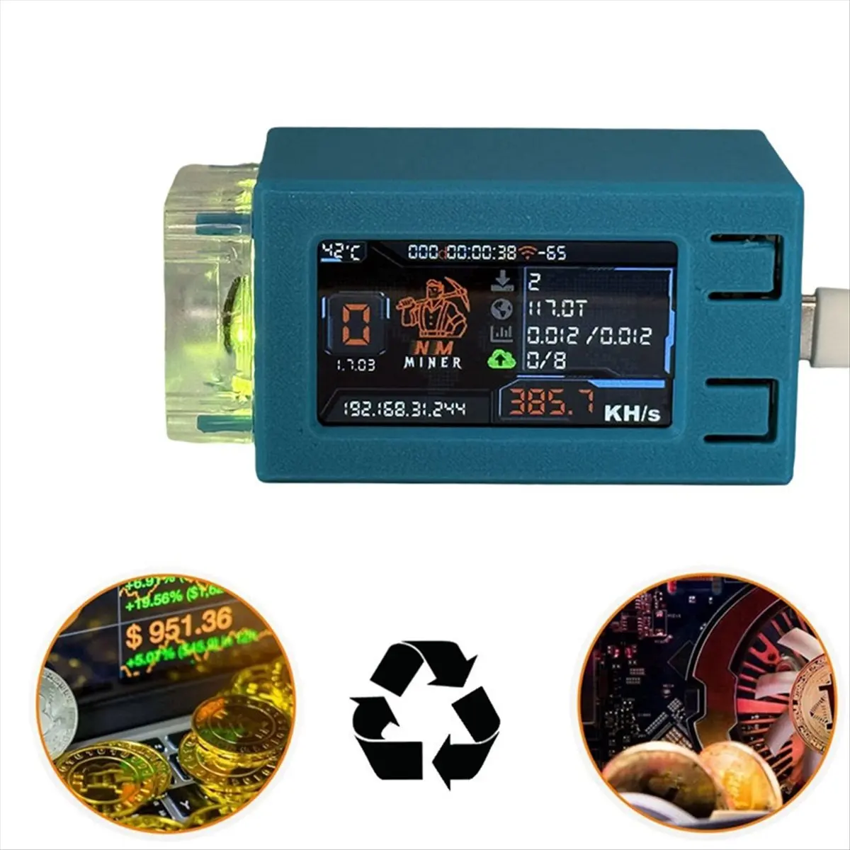 Goodprice Nerdminer V2 Pro Max 390KH/S Solo Lottery Miner NMMiner BTC Miner Nerd Miner Bitcoin Crypto Miner with RGB Cool Fan
