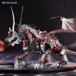 Microworld 3D puzzle metalowe latający smok zestawy modeli DIY układanki zabawki dekoracja stołu prezenty świąteczne 2024 dla dzieci nastolatki