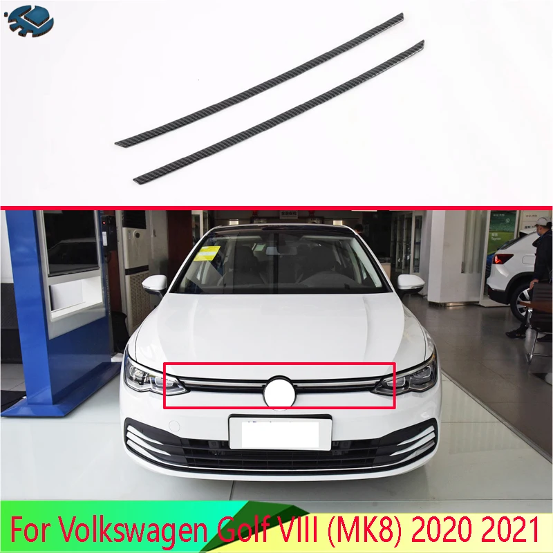 

For Volkswagen Golf VIII (MK8) 2020 2021 Carbon Fiber Style Front Center Mesh Grille Grill Cover Radiator Strip Trim Decoration