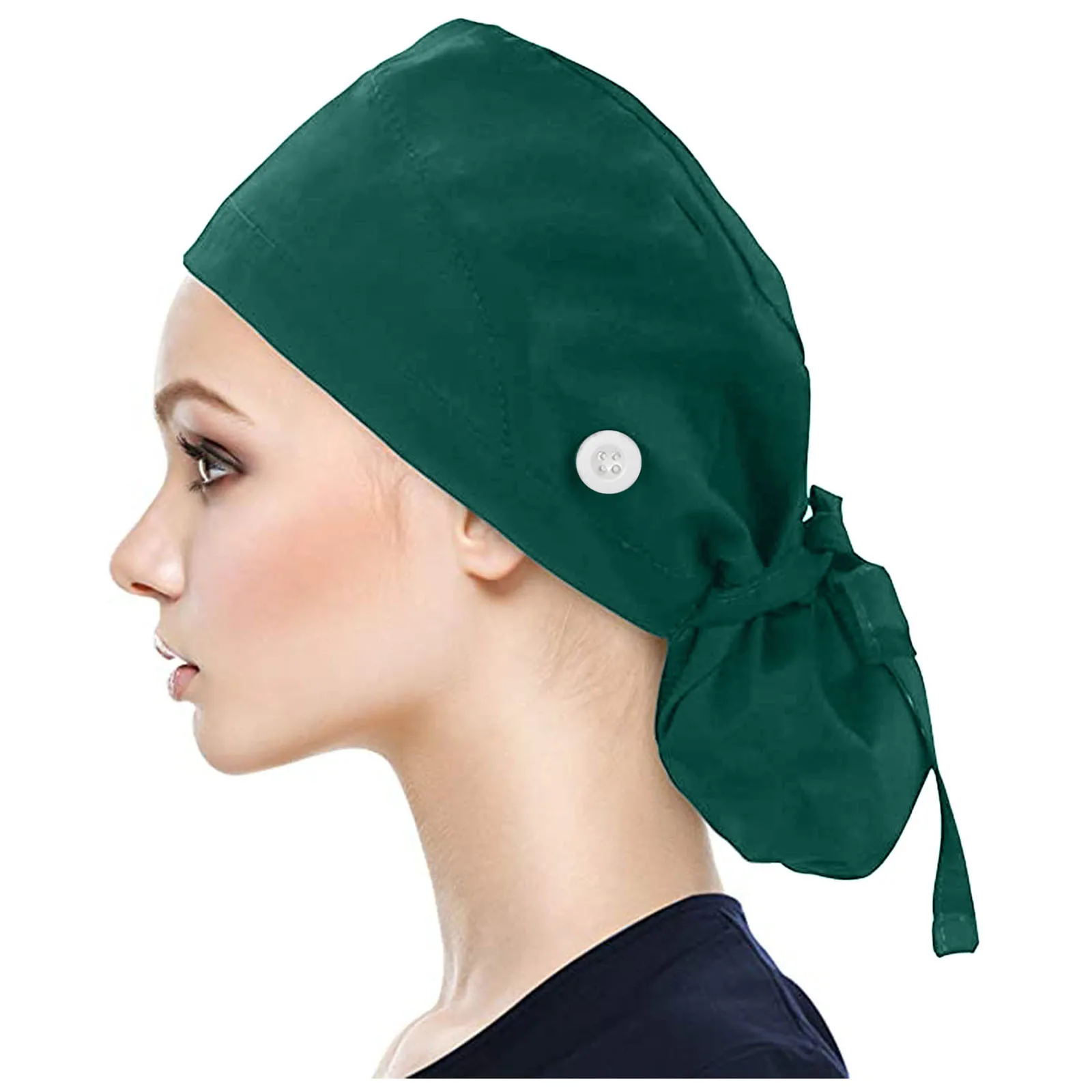 Adjustable medical surgical cap pure cotton breathable lace-up anti-hair loss surgical cap new solid color nurse cap