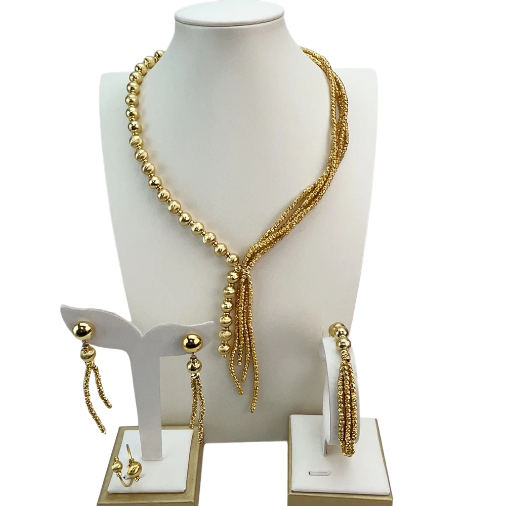 EMMA موضة دبي مطلية بالذهب الخرز القلائد أقراط خواتم مجموعات المجوهرات الجميلة للنساء هدايا مجوهرات الزفاف FHK21417