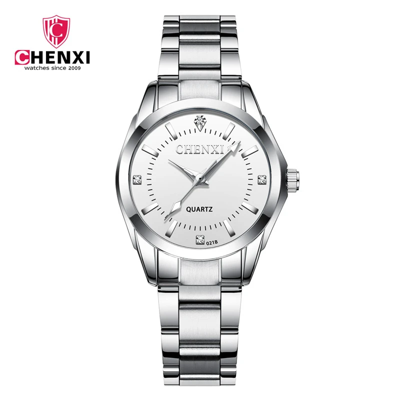 CHENXI-Relógio Quartzo em Aço para Senhoras, Pulseira Casual, Relógios Diamante Impermeável, Presente para Namorada, Moda Luxo, 021B