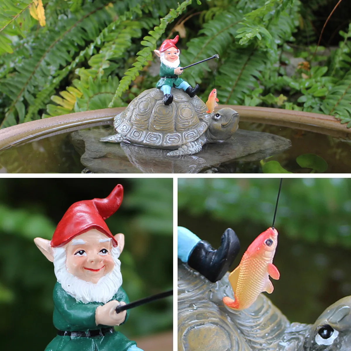 Resin Dwarf Fishing Statue - Cute Garden Decor for Pond
