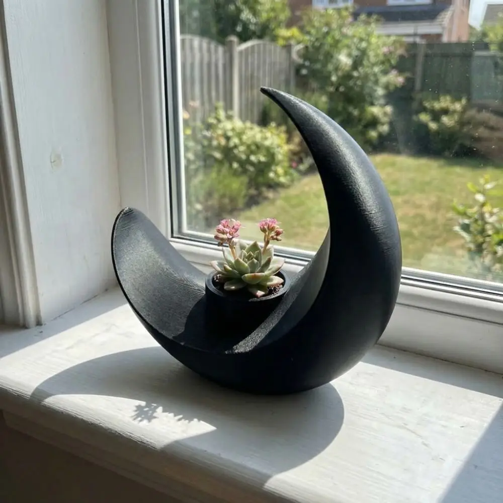 Creative Modern Moon-Shaped Flower Pots Minimalist Decorative Flower Holder Plastic Decorative Flower Vase Living Room