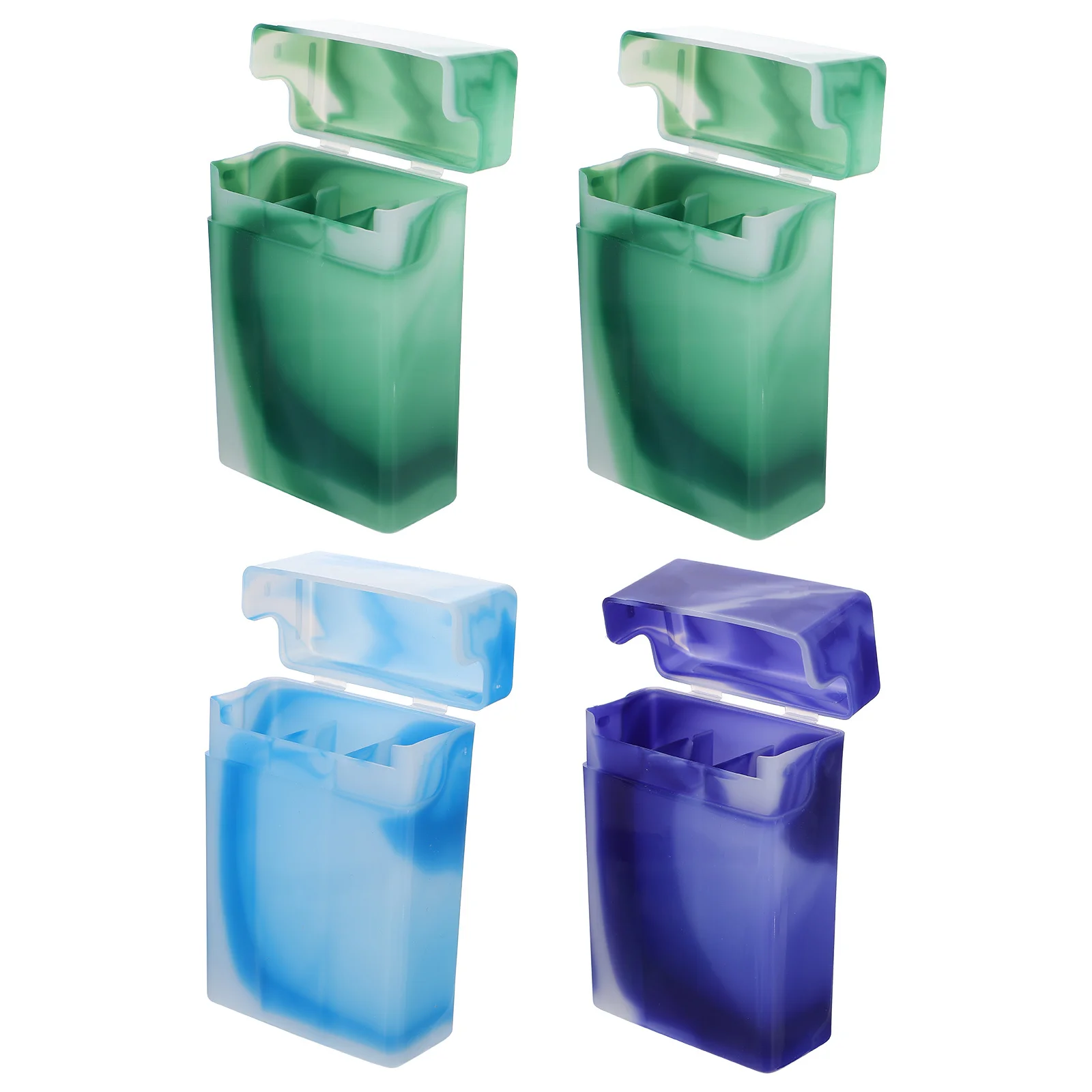 

4pcs Portable Plastic Cigarette Case Marbled Design Flip Cover Anti-Squeeze Smokeproof Pocket Size For Car Indoor Outdoor Use