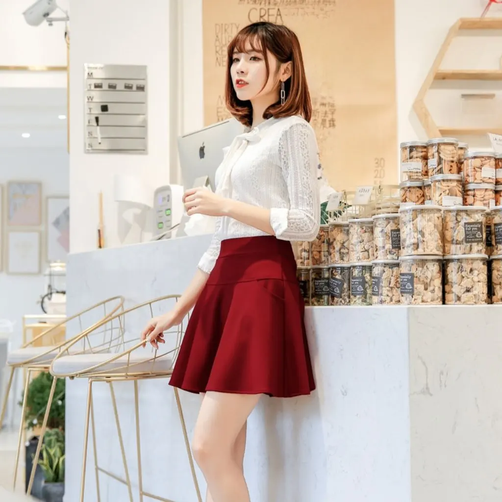 

High Waist Stretch Skirt for Women Anti-Light Slim Fit with Pockets Black Spring Summer New Arrival