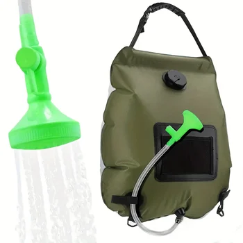 휴대용 태양광 샤워 가방, 접이식 방수 및 내구성 PVC 소재, 야외 캠핑 및 하이킹에 적합, 20L, 1 개