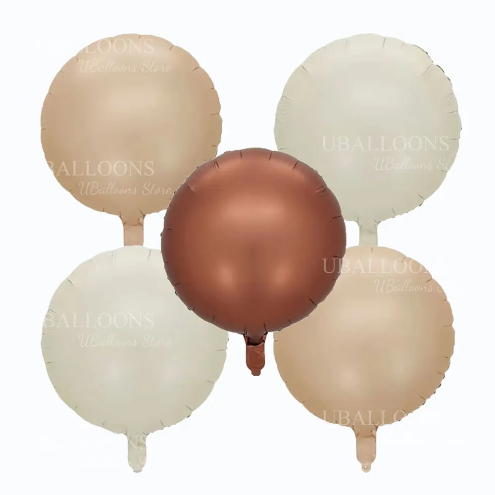 12 Stück cremefarbene Geburtstags-Folienballons, Aprikose, Braun, Beige, Herz, Stern, Heliumballons für Boho, Babyparty, Geburtstagsparty-Dekoration – Detail 7