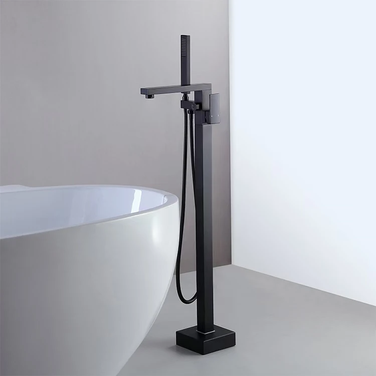 

Original brand newBrass Black Floor Mount Freestanding Bathtub Faucet