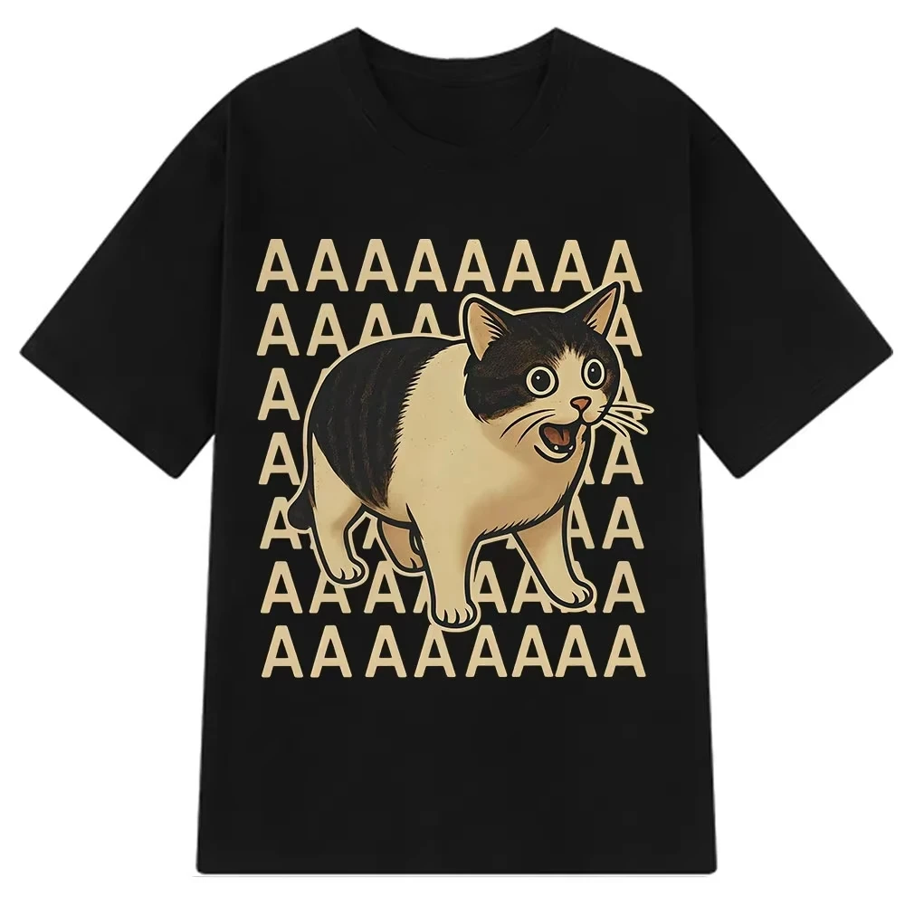 متعة ميمي حزين البكاء القط المطبوعة النساء الرجال تي شيرت غير رسمي Harajuku تي شيرت موضة عادية تيز ملابس قصيرة الأكمام ملابس يومية