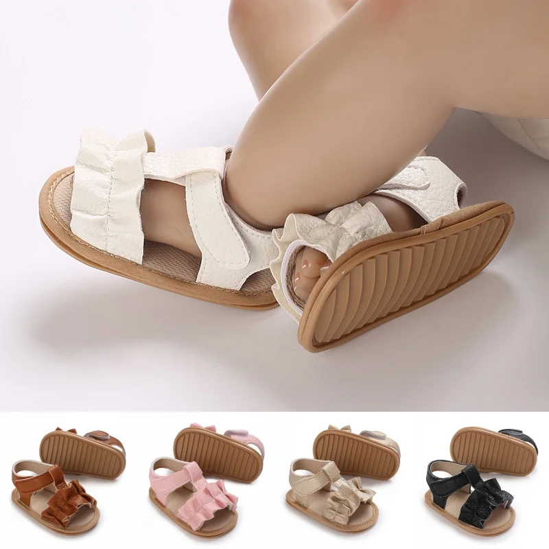 Cute 0-18M Baby Cute Open Toed Summer Sandals Princess Casual PU Soft Rubber Bottom Non Slip Sandals