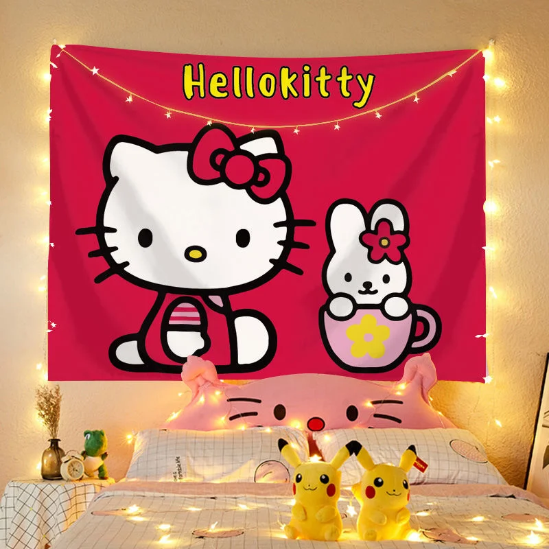 Cartoon Sanrio Hello Kitty Hanging Cloth Home Room dormitorio sfondo panno soggiorno festa decorazione sfondo