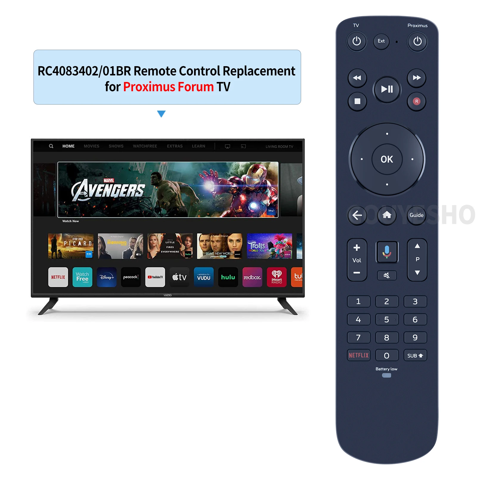 جهاز تحكم عن بعد صوتي جديد RC 4083402 /01BR لـ ADSL-BC Proximus Forum TV V7