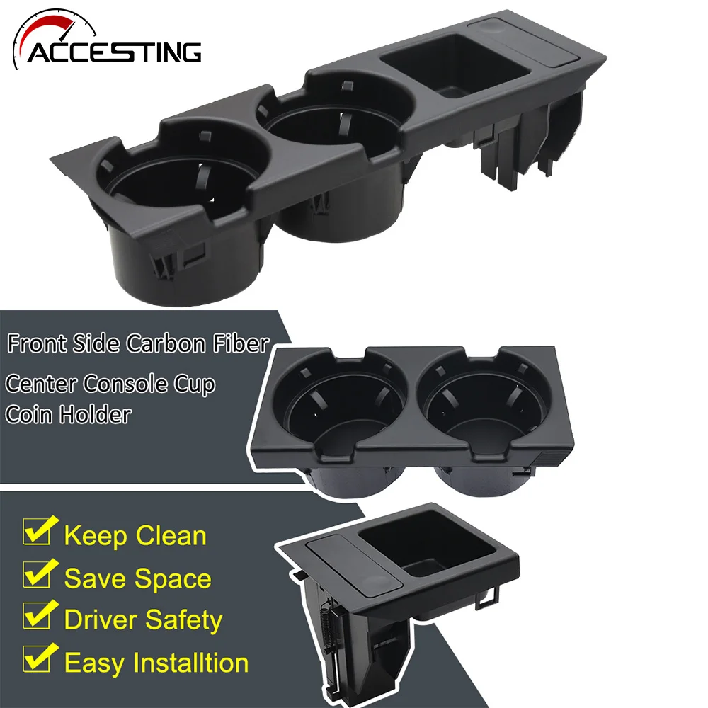 Black Car Center Console Water Cup Holder Beverage Bottle Holder Coin Tray For B-m-w 3 Series E46 318I 320I 98-06 51168217953