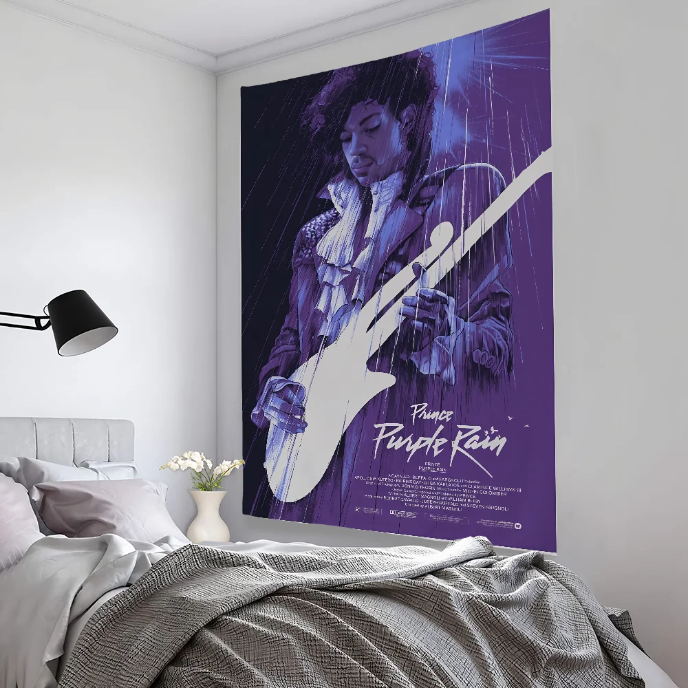 P-Princes Purple Rain Tapestry Bedroom Living Bar Garden Outdoor Microfiber Festival Decoration Background Art Banner