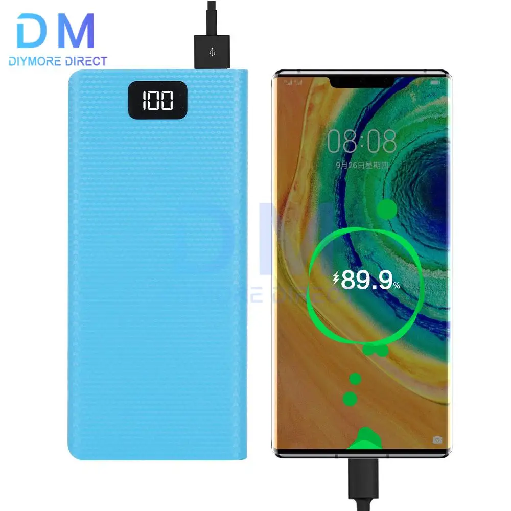 8* 18650 Battery Charger Cover Power Bank Case Cute DIY Box Dual USB Type C Powerbank Case 4colors Power Bank Cover Kit