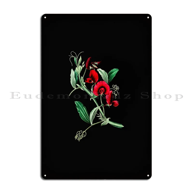 

Vintage Tangier Pea Flower Metal Sign Printed Wall Cave Painting Club Cinema Tin Sign PosterWall Decoration