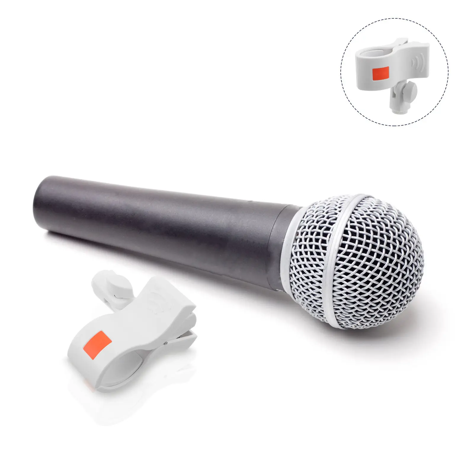 

Large White Microphone Clip Diameter 32-62Mm Spring Clamp Mic Holder Stable Recording Live Use Clip Microphone